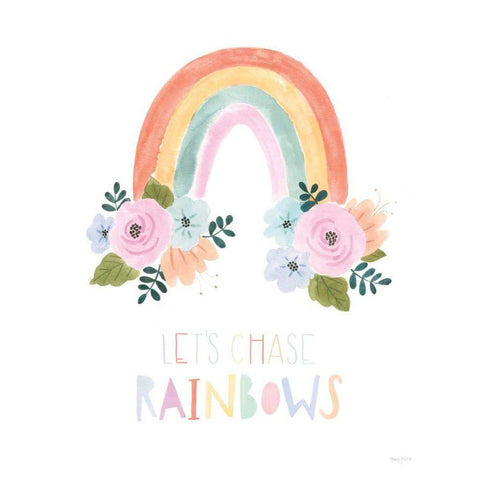Lets Chase Rainbows I White Modern Wood Framed Art Print by Jackson, Jenaya