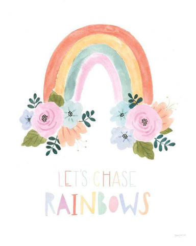 Lets Chase Rainbows I White Modern Wood Framed Art Print with Double Matting by Jackson, Jenaya