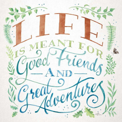 Good Friends and Great Adventures I Life White Modern Wood Framed Art Print with Double Matting by Penner, Janelle