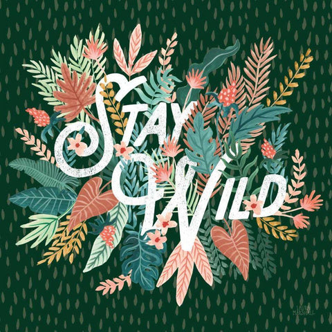 Jungle Hangout V No Sloth Emerald Green Gold Ornate Wood Framed Art Print with Double Matting by Marshall, Laura