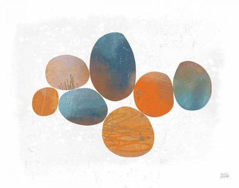 Collage Stones Black Ornate Wood Framed Art Print with Double Matting by Averinos, Melissa