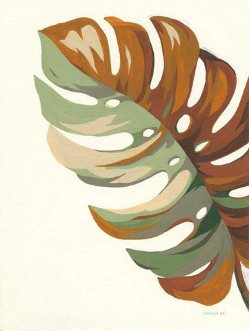 Retro Big Leaf III White Modern Wood Framed Art Print with Double Matting by Nai, Danhui