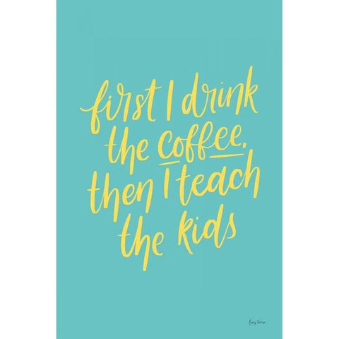 Teachers IV Aqua White Modern Wood Framed Art Print by Thorns, Becky