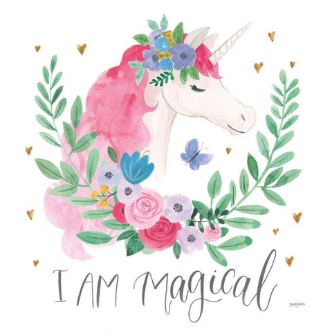 I Am Magical Friends III Butterfly White Modern Wood Framed Art Print by Jackson, Jenaya