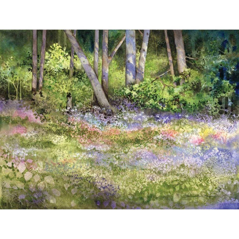 Springtime Woods Black Modern Wood Framed Art Print with Double Matting by McKenna, Kathleen Parr