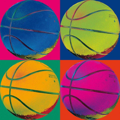 Ball Four Basketball Crop White Modern Wood Framed Art Print with Double Matting by Wild Apple Portfolio