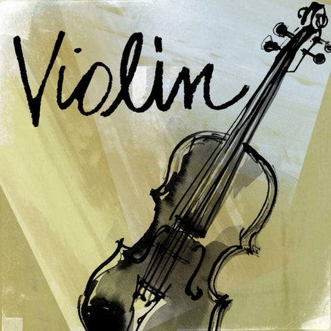 Violin White Modern Wood Framed Art Print with Double Matting by Tavoletti, Anne