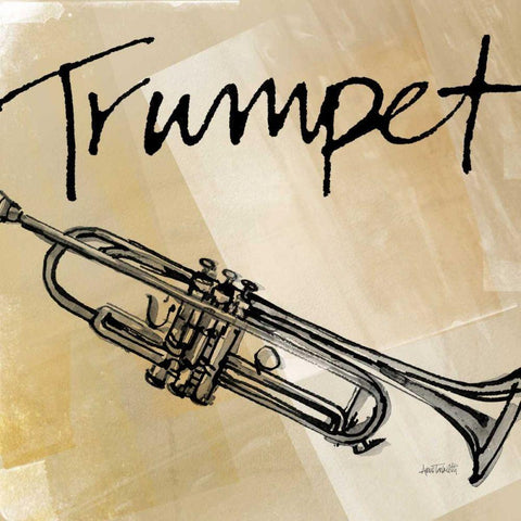 Trumpet Neutral Black Ornate Wood Framed Art Print with Double Matting by Tavoletti, Anne