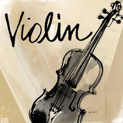 Violin Neutral White Modern Wood Framed Art Print by Tavoletti, Anne