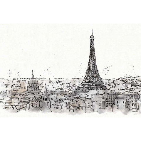 Skyline Sketches II No Words Flowers Gold Ornate Wood Framed Art Print with Double Matting by Tavoletti, Anne