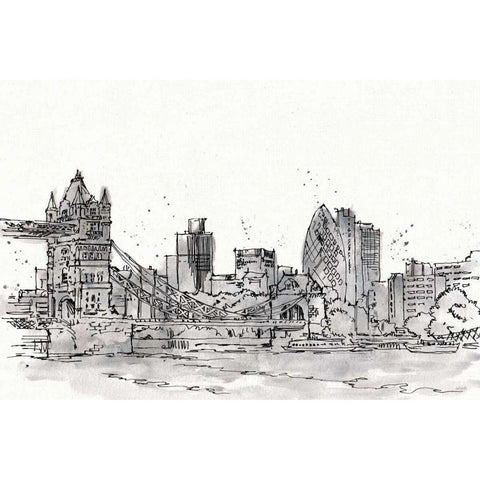 Skyline Sketches IV No Words Flowers Gold Ornate Wood Framed Art Print with Double Matting by Tavoletti, Anne