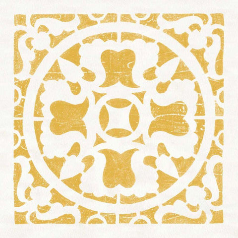 Hacienda Tile I Golden Yellow Gold Ornate Wood Framed Art Print with Double Matting by Hershey, Moira