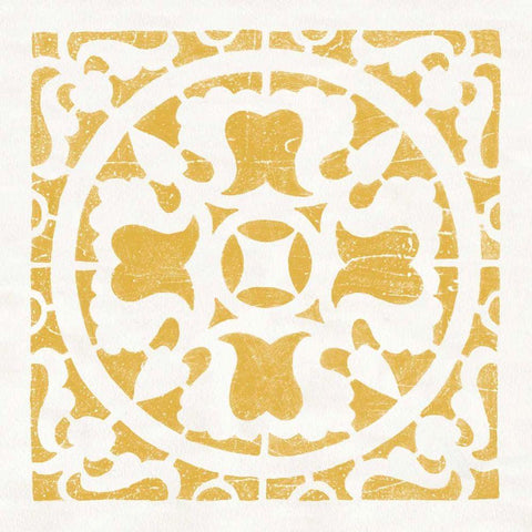 Hacienda Tile I Golden Yellow White Modern Wood Framed Art Print with Double Matting by Hershey, Moira