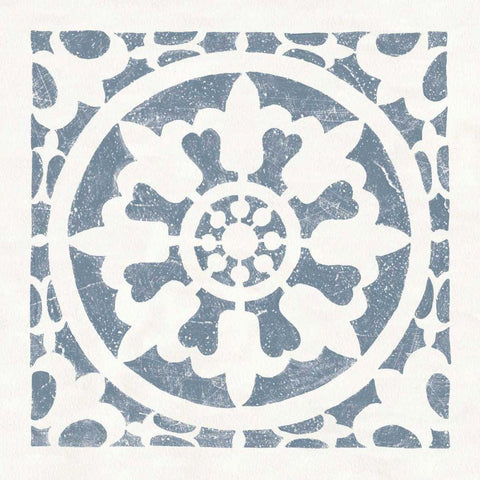 Hacienda Tile II Bluestone White Modern Wood Framed Art Print by Hershey, Moira