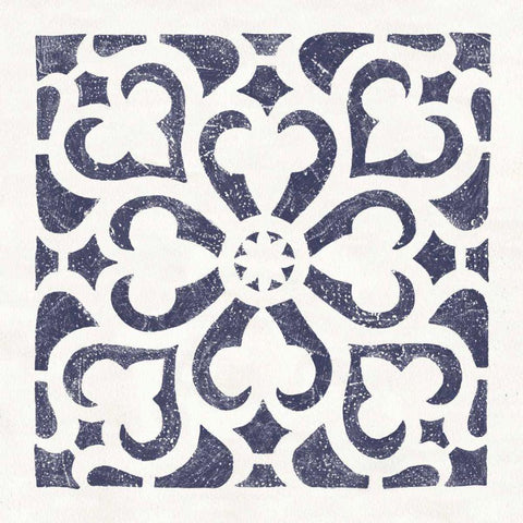 Hacienda Tile III Navy Black Modern Wood Framed Art Print by Hershey, Moira