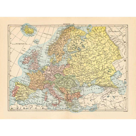 Map of Europe Gold Ornate Wood Framed Art Print with Double Matting by Wild Apple Portfolio