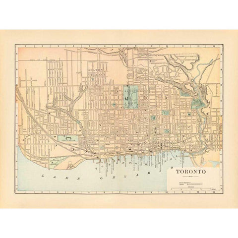 Map of Toronto White Modern Wood Framed Art Print by Wild Apple Portfolio