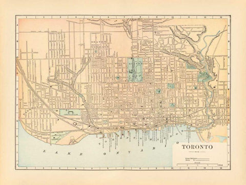 Map of Toronto White Modern Wood Framed Art Print with Double Matting by Wild Apple Portfolio