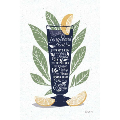 Fruity Cocktails II Navy Black Modern Wood Framed Art Print with Double Matting by Thorns, Becky