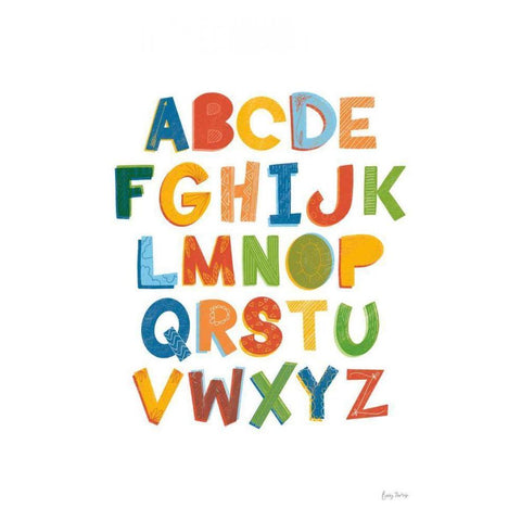 Colorful Alphabet White Modern Wood Framed Art Print by Thorns, Becky