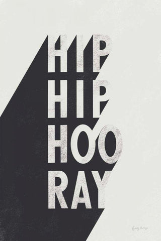 Hip Hip Hooray BW White Modern Wood Framed Art Print with Double Matting by Thorns, Becky