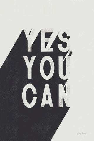 Yes You Can BW White Modern Wood Framed Art Print with Double Matting by Thorns, Becky