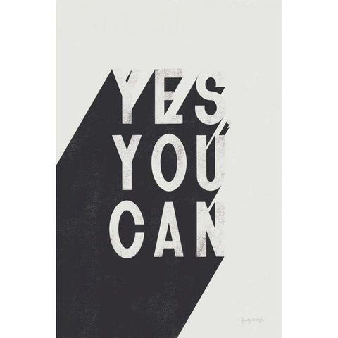 Yes You Can BW Black Modern Wood Framed Art Print with Double Matting by Thorns, Becky