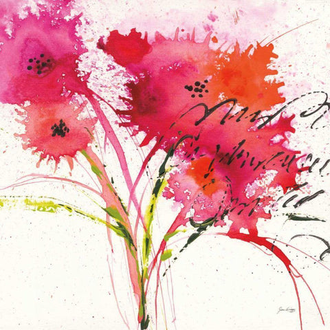 Flower Talk White Modern Wood Framed Art Print with Double Matting by Griggs, Jan