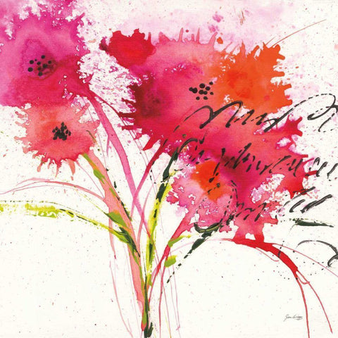 Flower Talk Black Modern Wood Framed Art Print with Double Matting by Griggs, Jan