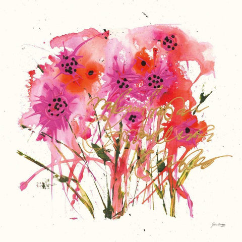 Flower Talk Gold Black Modern Wood Framed Art Print with Double Matting by Griggs, Jan