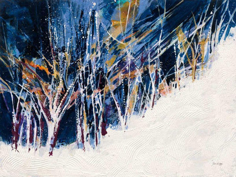 Snowy Night White Modern Wood Framed Art Print with Double Matting by Griggs, Jan