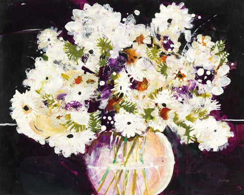 Daisy Vase White Modern Wood Framed Art Print with Double Matting by Griggs, Jan