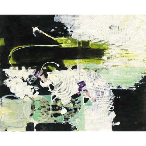 Green White and Black Black Modern Wood Framed Art Print with Double Matting by Griggs, Jan