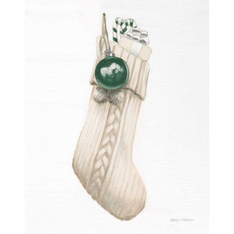 White Christmas Stocking Green Black Modern Wood Framed Art Print by Fabiano, Marco