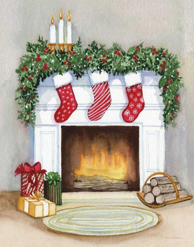 Night Before Christmas V No Cat Gray Crop White Modern Wood Framed Art Print with Double Matting by McKenna, Kathleen Parr