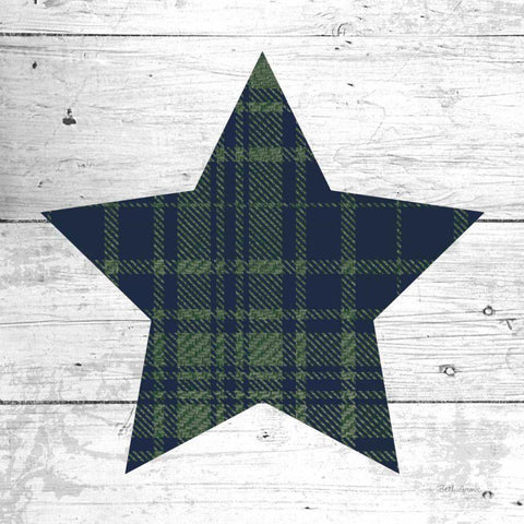 Nordic Holiday XII Plaid Navy Green White Modern Wood Framed Art Print with Double Matting by Grove, Beth