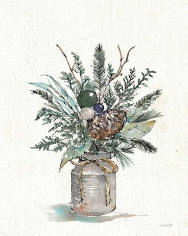 Seasonal Charm Greenery I Black Ornate Wood Framed Art Print with Double Matting by Tavoletti, Anne