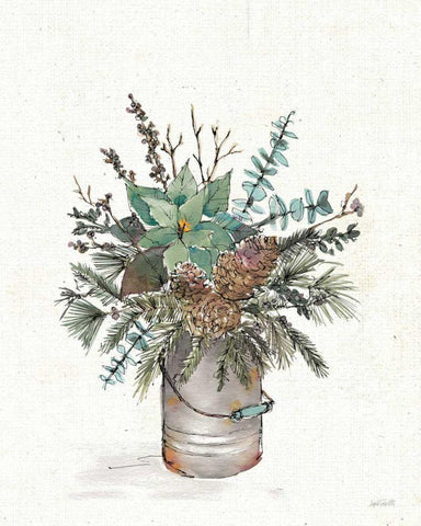 Seasonal Charm Greenery II Black Ornate Wood Framed Art Print with Double Matting by Tavoletti, Anne