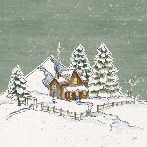 Holiday Toile Cabin Neutral Crop White Modern Wood Framed Art Print by Brissonnet, Daphne