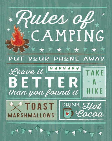 Comfy Camping I White Modern Wood Framed Art Print with Double Matting by Averinos, Melissa