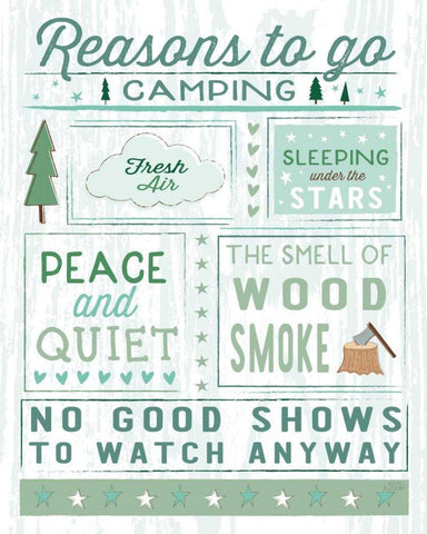 Comfy Camping II White Modern Wood Framed Art Print with Double Matting by Averinos, Melissa