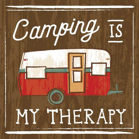 Comfy Camping IV White Modern Wood Framed Art Print with Double Matting by Averinos, Melissa