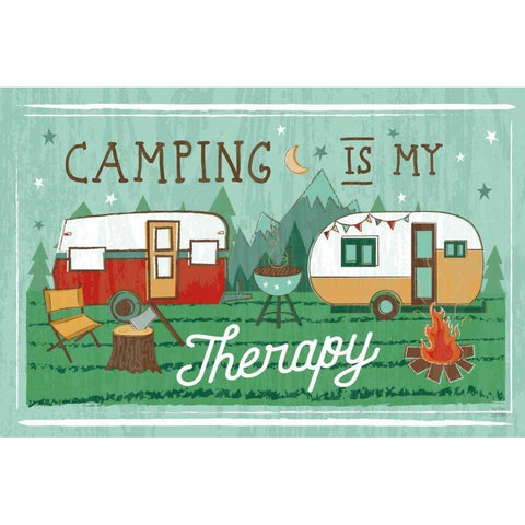 Comfy Camping VIII Black Modern Wood Framed Art Print with Double Matting by Averinos, Melissa