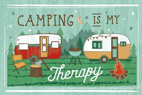 Comfy Camping VIII Black Ornate Wood Framed Art Print with Double Matting by Averinos, Melissa