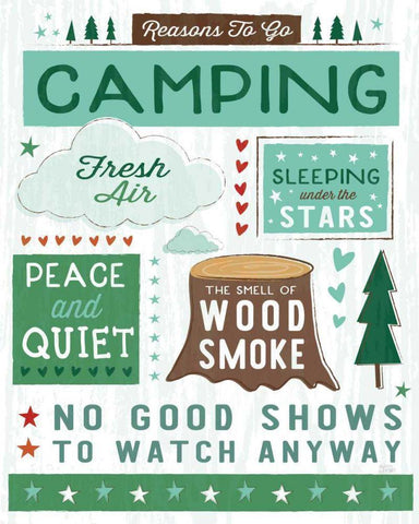 Comfy Camping XI White Modern Wood Framed Art Print with Double Matting by Averinos, Melissa