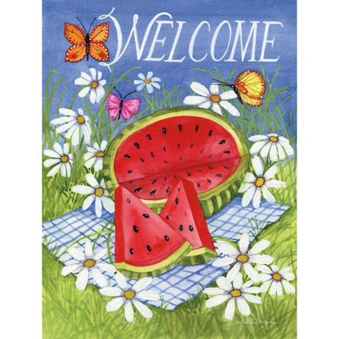 Summertime Welcome Gold Ornate Wood Framed Art Print with Double Matting by McKenna, Kathleen Parr