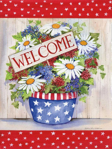 Patriotic Welcome White Modern Wood Framed Art Print with Double Matting by McKenna, Kathleen Parr