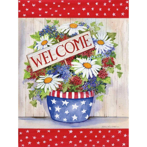 Patriotic Welcome Black Modern Wood Framed Art Print with Double Matting by McKenna, Kathleen Parr