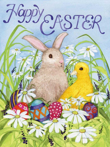 Easter Friends White Modern Wood Framed Art Print with Double Matting by McKenna, Kathleen Parr