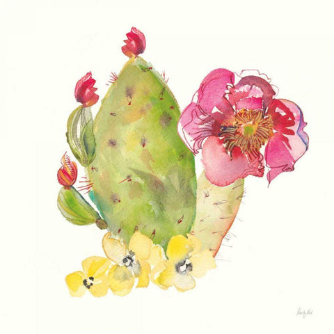 Succulent Desert II White Modern Wood Framed Art Print with Double Matting by Rice, Kristy